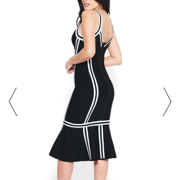 BEBE black/white bodycon Dress - Picture 3 of 5